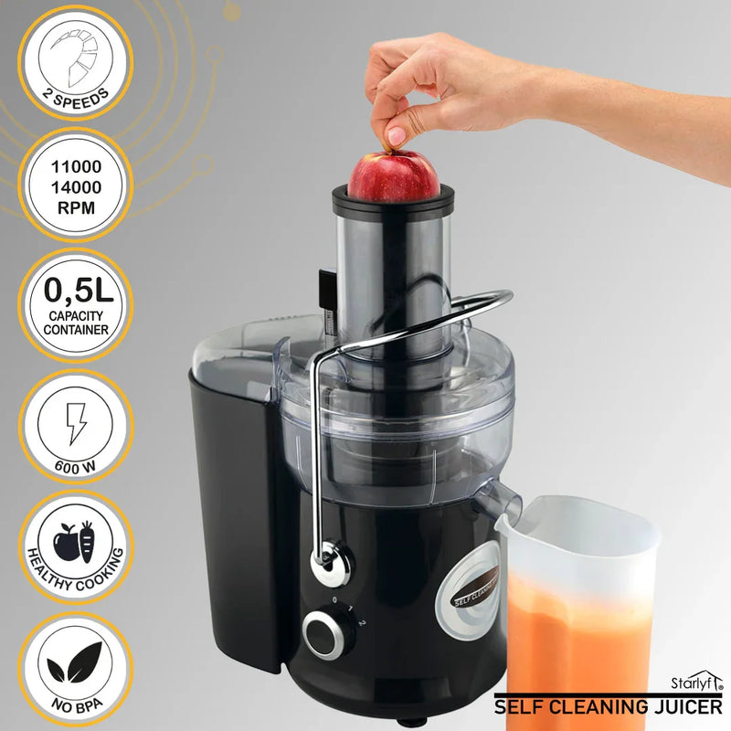 JuiceMaster Pro – Espremedor Automático com Limpeza Inteligente