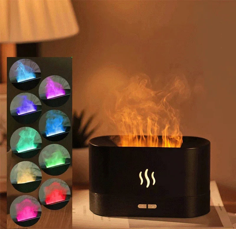 FlameMist Aura — Difusor de Aromas com Efeito de Chama e Luz RGB